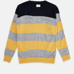 Pantaloons Junior Boys Yellow & Black Striped Pullover-picture-10