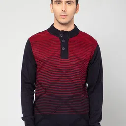 Cantabil Men Maroon & Black Striped Pullover-image-48