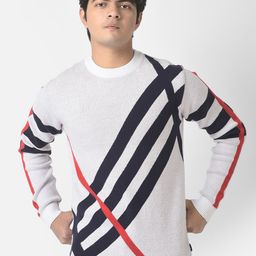 Crimsoune Club Boys Off White & Black Striped Striped Pullover-picture-40