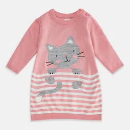 Pantaloons Baby Girls Peach-Coloured & Grey Printed Pullover-picture-45