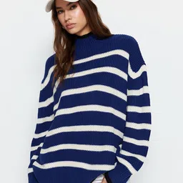 Trendyol Striped Acrylic Turtle Neck Pullover Sweaters-picture-36