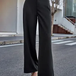 Next One Women Black Relaxed Straight Leg Loose Fit High-Rise Easy Wash Trouser-picture-33