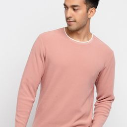 Status Quo Men Pink & White Solid Acrylic Pullover-picture-28