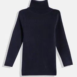 RVK Kids Ribbed Turtle Neck Long Sleeves Acrylic Pullover-picture-28