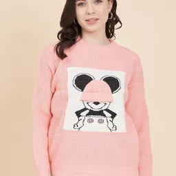 ChemistryMickey Mouse Printed Drop Shoulder Sleeves Wool Pullover Sweater-image-41