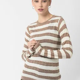 Crimsoune Club Women Striped Acrylic Pullover-picture-17
