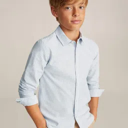 Mango Kids Boys Striped Pure Cotton Sustainable Casual Shirt-picture-39
