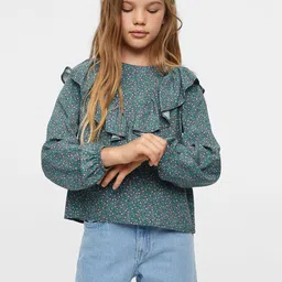 Mango Kids Girls Floral Print Round Neck Sustainable Top-picture-28