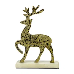 Hind Decor Gold Toned Christmas Decorative Minimalitic Standing Rain Deer Showpieces-image-97