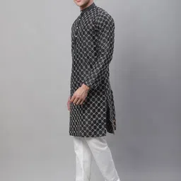 SOJANYA Geometric Embroidered Thread Work  Cotton Kurta With Churidar image 1