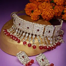 Sukkhi Gold-Plated Kundan-Studded & Beaded Jewellery Set-picture-18