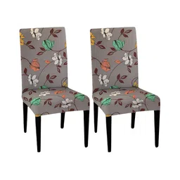 Lazi Grey & Brown 2 Piece Printed Stretchable Chair Covers-picture-38