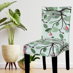 HOUSE OF QUIRK Set Of 6 Green & Grey Printed Non-Slip Removable Chair Covers-picture-18