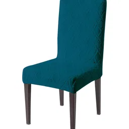 HOKIPO Teal Jacquard Long Back Chair Cover-image-19