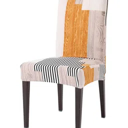 HOKIPO Beige & Brown Printed Stretchable Chair Cover-picture-24