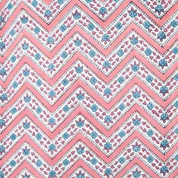 Fabindia Blue & Coral Floral Cotton Square Cushion Cover-image-64