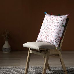 Contrast Living Peach-Coloured & White Printed Square Cotton Cushion Cover-picture-26