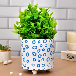 TAYHAA White Blue Abstract Drop Ceramic Planter-picture-24