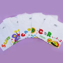 POKORY Unisex Kids Pack of 2 White Pure Cotton Printed T-shirt-picture-10