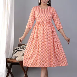 BAESD Maternity Ethnic Motifs Printed Fit & Flare Ethnic Dress-picture-30