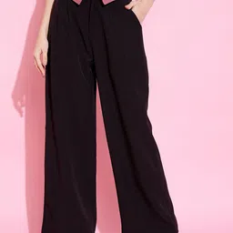 KASSUALLY Women Black Straight Fit Color Block Safari Edit Trouser-picture-18