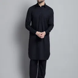 Jompers Shirt Collar Pathani Kurta with Salwar-picture-12