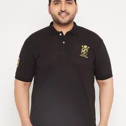 THE MILLION CLUB Men Black Polo Collar Applique T-shirt-picture-20