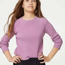 Marks & Spencer Girls Ribbed Round Neck Pullover Sweater-picture-13