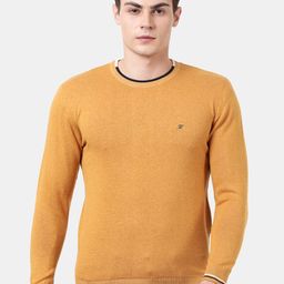 t-base Men Mustard Cotton Pullover Sweater-picture-2