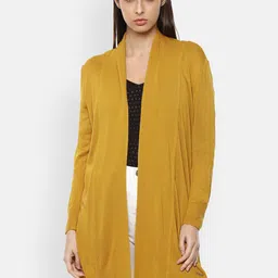 Van Heusen Woman Women Mustard Longline Front-Open Sweater-image-79