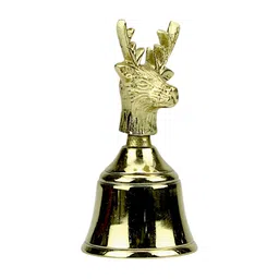 Hind Decor Gold-Toned Glossy Reindeer Design Christmas Bell-image-83