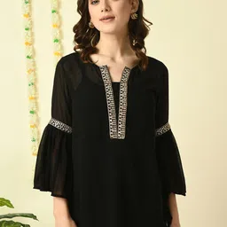 KALINI Round Neck Bell Sleeves Embroidered Regular Top-picture-36