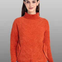 Moda Elementi Cable Knit Self Design Turtle Neck Pullover-image-72