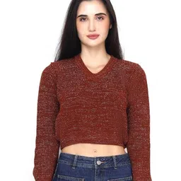 Chemistry Shimmer Self Design Crop Pullover image 3