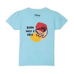 Disney by Wear Your Mind Girls Blue Typography Printed Applique T-shirt-picture-42