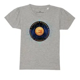 Marvel by Wear Your Mind Girls Grey Melange Printed Puff Sleeves Pure Cotton T-shirt-picture-22
