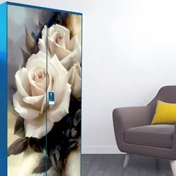 WALLWEAR Grey & White Floral Printed Wardrobe Sticker-image-59