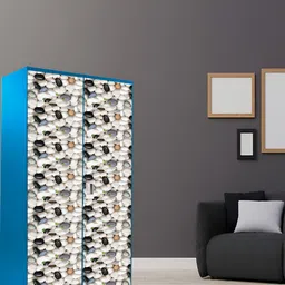 WALLWEAR White & Grey Printed Self Adhesive Wardrobe Wallpaper-image-86