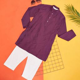 indus route by Pantaloons Boys Mandarin Collar Pure Cotton Straight Kurta with Trousers-picture-10