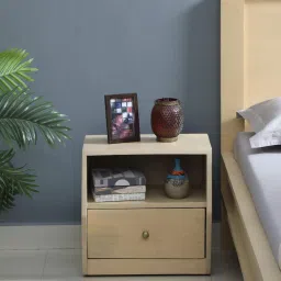 casacraft from pepperfry Paulina Solid Wood Bedside Table In Gold Wash Finish With Drawer image 1