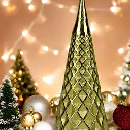 Hind Decor Gold-Toned Christmas Aluminum Cone Decor-image-15