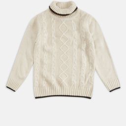 Pantaloons Junior Boys Off White Cable Knit Pullover-picture-2