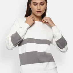 Van Heusen Woman Women White & Grey Striped Cotton Pullover-picture-34