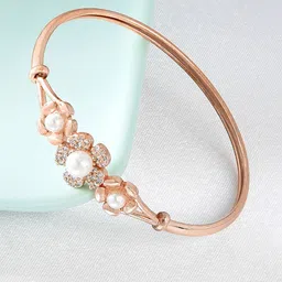 AMI Women Rose Gold & White Brass Cubic Zirconia Rose Gold-Plated Kada Bracelet-picture-40
