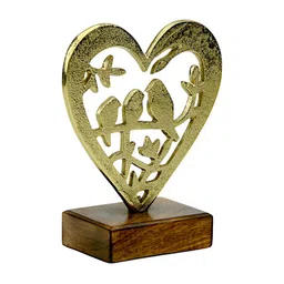 Hind Decor Heart Shaped Bird In Nest Wooden Base-image-75