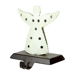 Hind Decor White & Black Metallic Christmas Angel Stocking Holder-picture-16