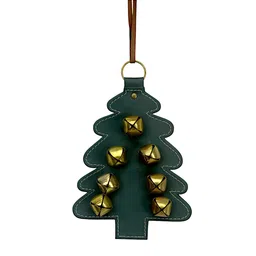 Hind Decor Green Metallic Hanging Christmas Tree with Bells-image-65