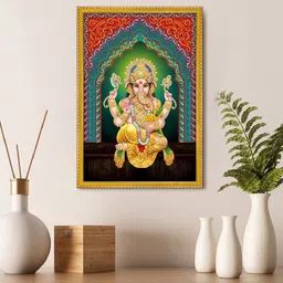 999Store Yellow Blessing Lord Ganesha Photo Painting Wall Art-picture-38