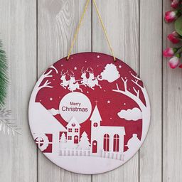 eCraftIndia Red & White Printed Wooden Wall Hanging-picture-2