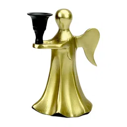 Hind Decor Gold-Toned Textured Christmas Angle-Shaped Candle Holder-image-54